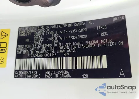 2017 Lexus Rx 350 z USA, uszkodzony, nr VIN 2T2ZZMCA6HC034448